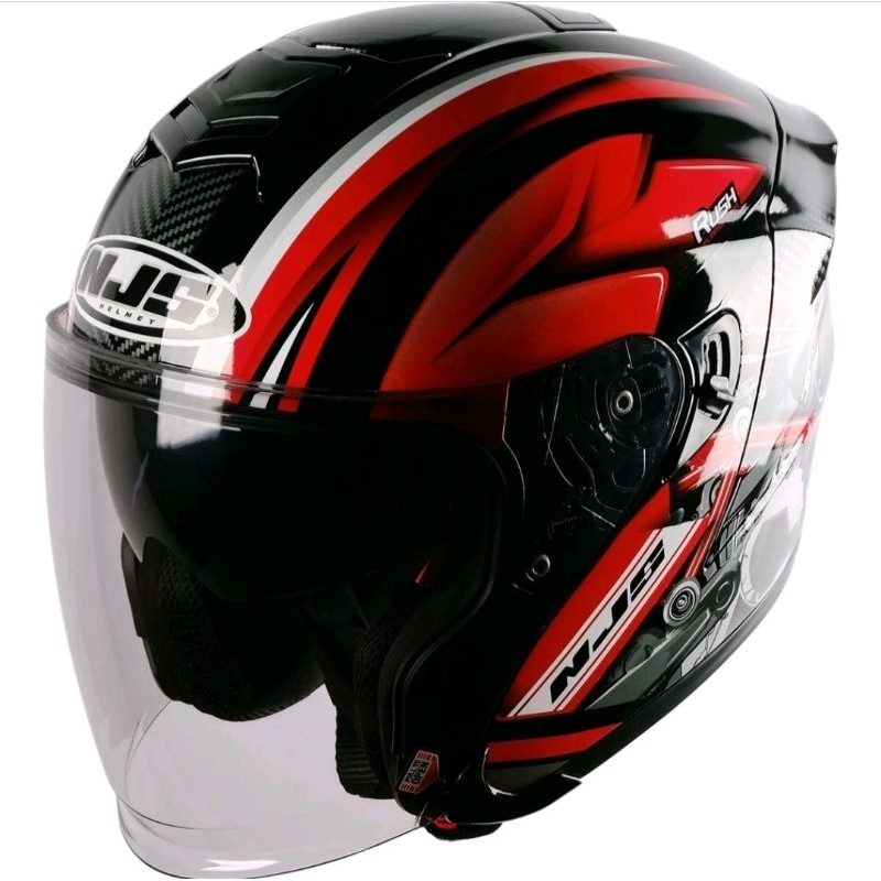 HELM NJS KAIROZ DV BLAK RED DAN BLAK SILVER