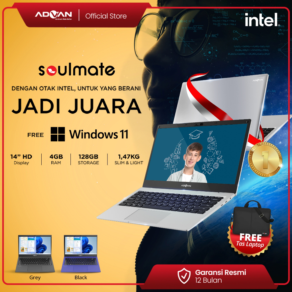 Jual Cicilan 0% - ADVAN Soulmate Laptop 14" Intel Celeron N4020 4GB