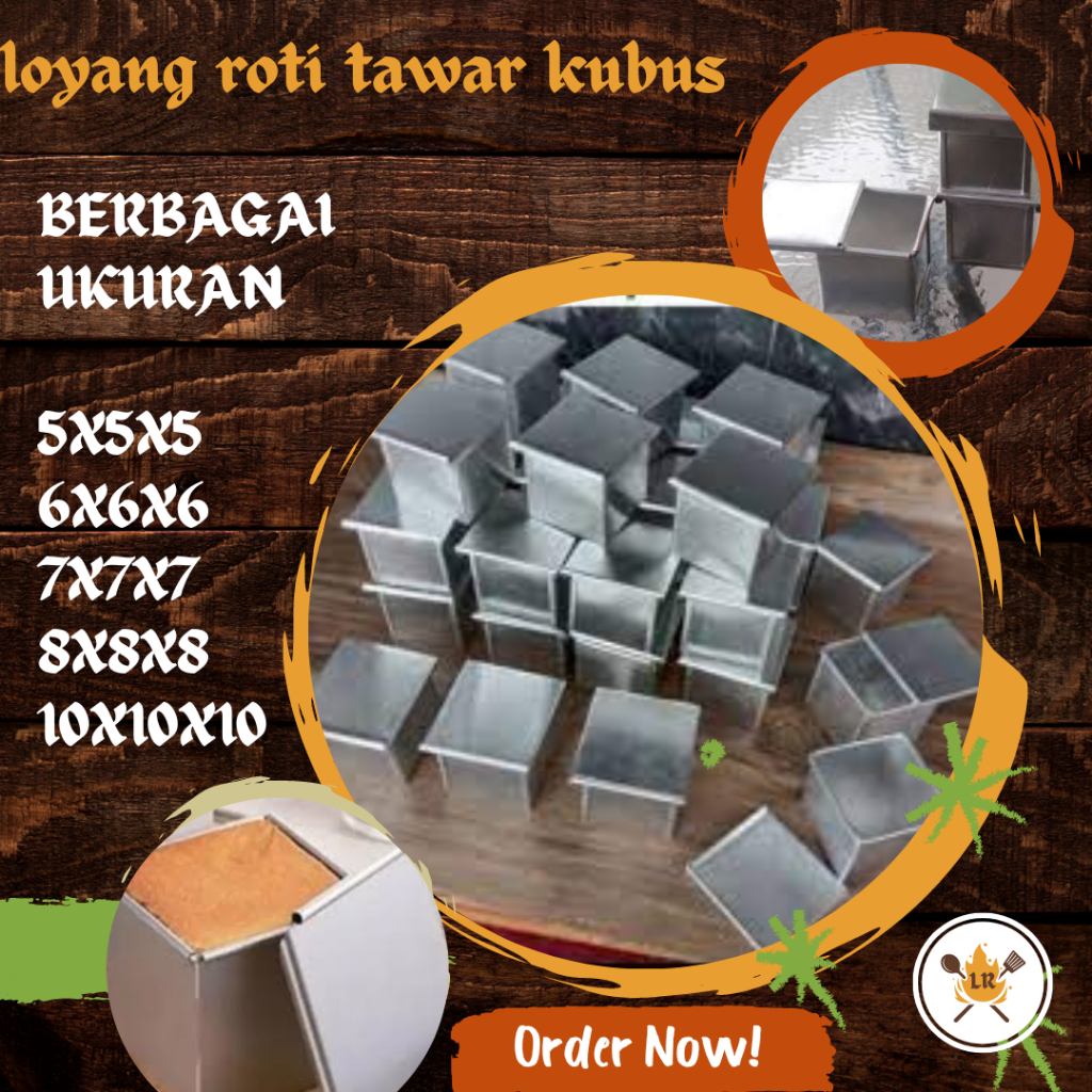Jual loyang roti tawar kubus aneka ukuran 5 6 7 8 9 10 cm harga ecer ...