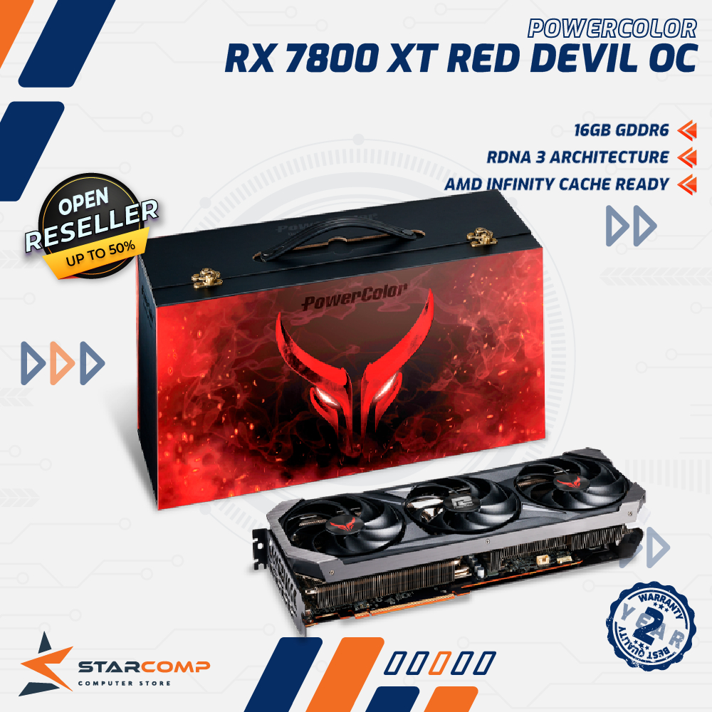 Jual Powercolor Rx 7800 Xt 16gb D6 Oc Red Devil Vga Rx7800xt 16gb Gddr6