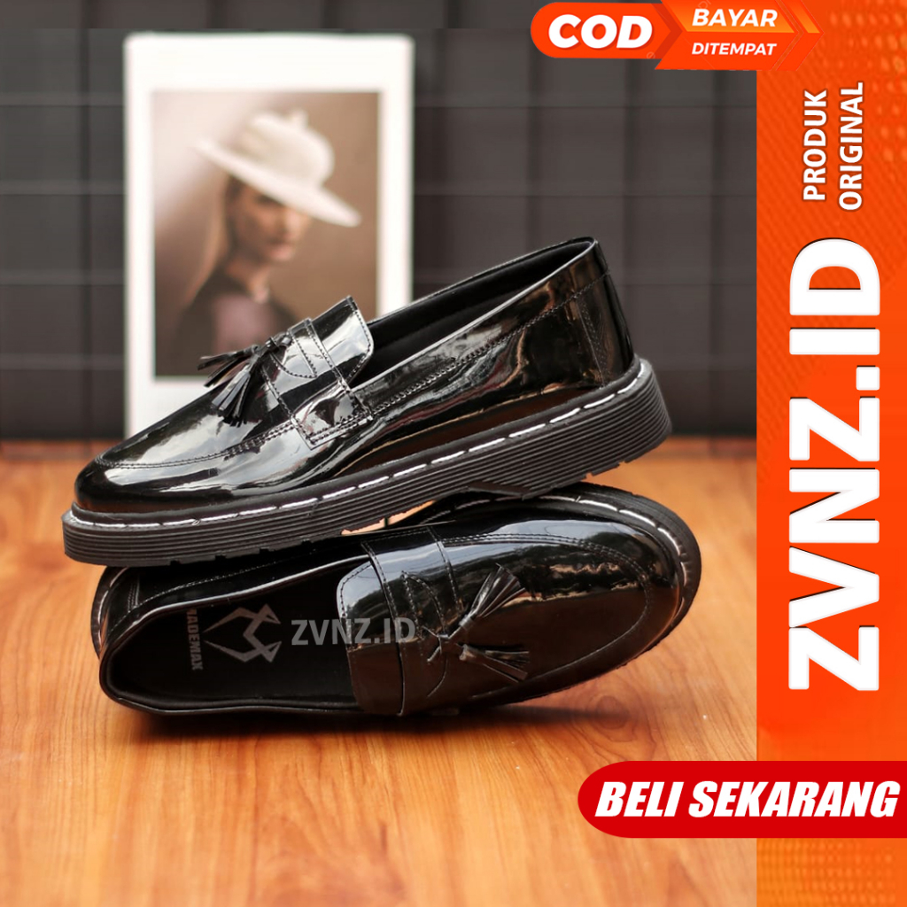 Jual Zvn Brayen Sepatu Docmart Pria Hitam Loafers Pantofel Casual Kerja