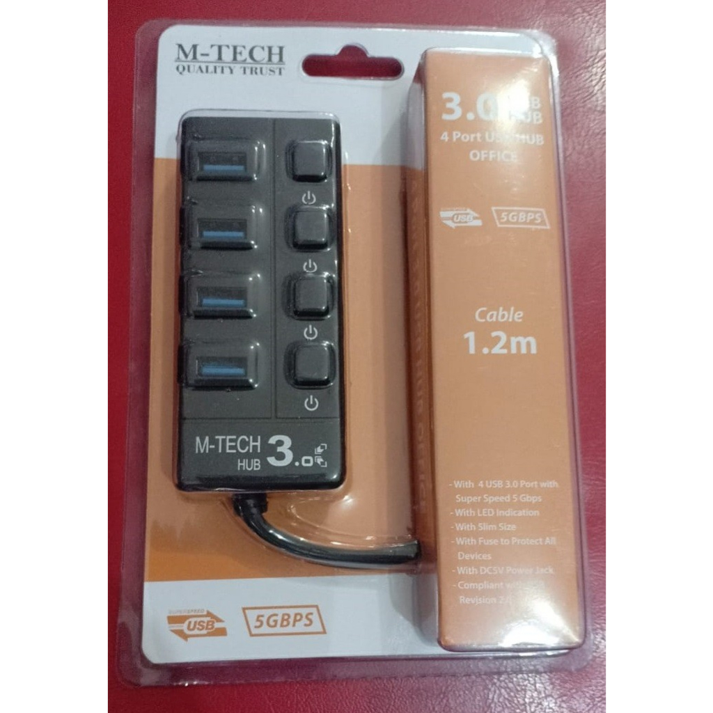 Jual M-TECH HUB USB 3.0 Panjang Kabel 1.2M ON-OFF 7 Port 4 Port ...