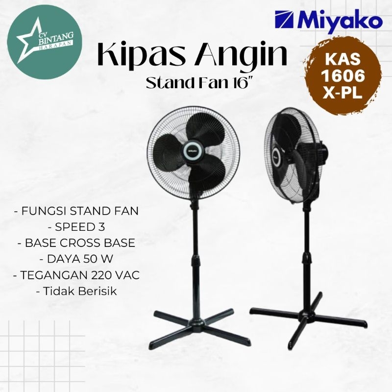 Jual KIPAS ANGIN MIYAKO KAS 1606 X-PL /STAND FAN 16" | Shopee Indonesia