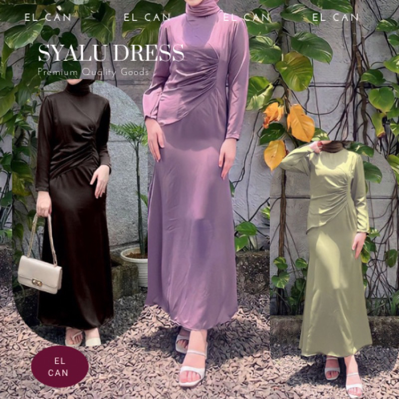 Jual Dress kondangan satin korean style dress kondangan wedding dress remaja jumbo brukat hijab satin simple satin silk kondangan hijab brokat SYALU Shopee Indonesia