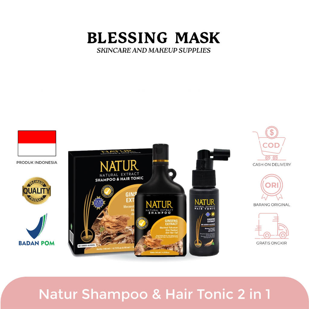 Jual Natur Shampoo & Hair Tonic 2 in 1 Ginseng - Paket Shampoo Hair ...