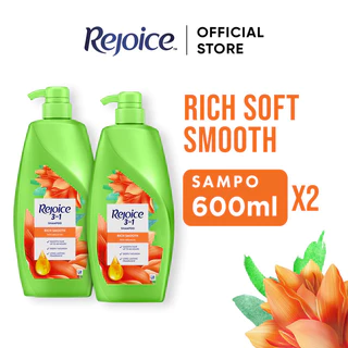 Rejoice Sampo Rich Halus Lembut Argan Perawatan Rambut 600ml x2/ Rejoice Shampoo