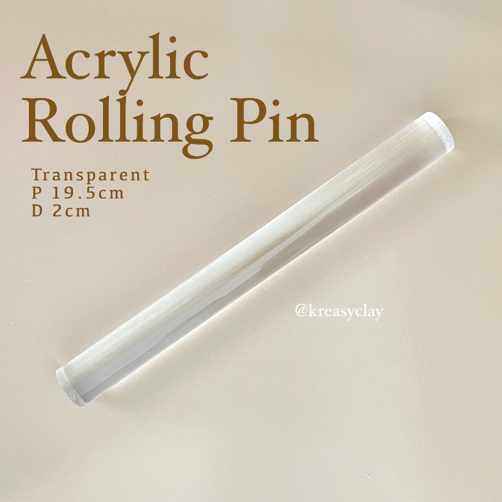 Rolling Pin / Roller Pin Small 19.5cm X 2cm Clear Acrylic Polymer