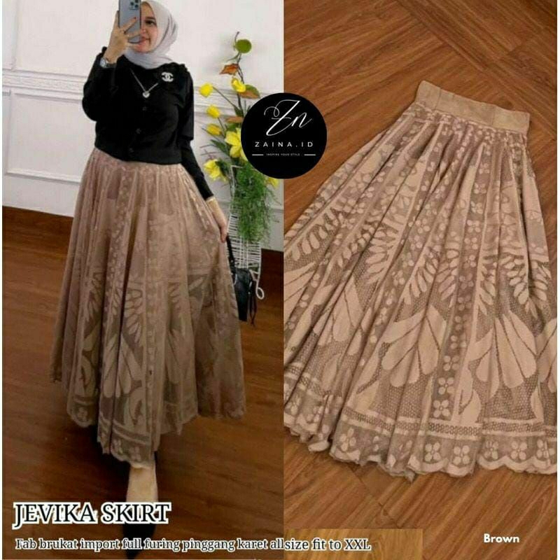 Jual JEVIKA SKIRT ROK WANITA BRUKLAT TILE IMPORT FULL FURING