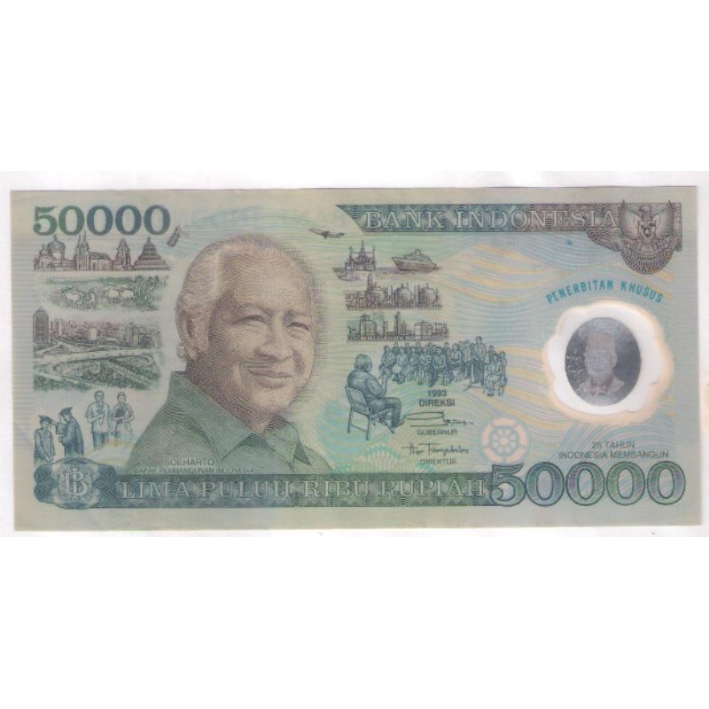 Jual uang kuno 50000 soeharto polymer unc folder shopee indonesia