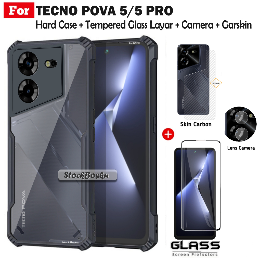 Jual Paket 4in1 Case Tecno Pova 5 5 6 Pro Shockproof Transparant Free ...