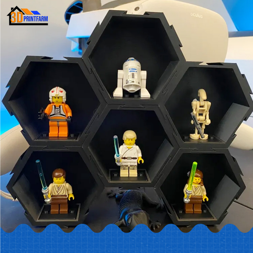 Jual Rak Display Pajangan Mini Figure Hexagon Modular 3D Printing ...