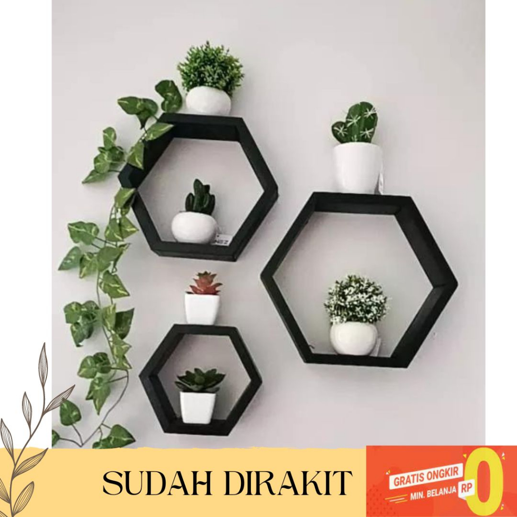 Jual Rak Dinding Hexagonal Segi Enam Kayu Tempel Dinding Minimalis 1 Set 3 Pcs Shopee Indonesia 4257