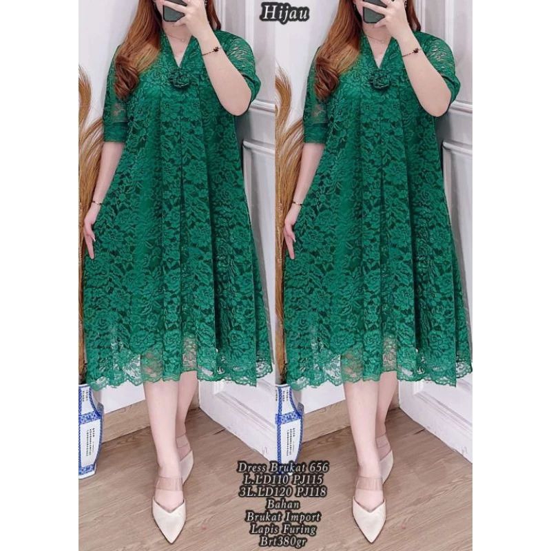 Jual DRESS BRUKAT 656 BUNGA | Shopee Indonesia