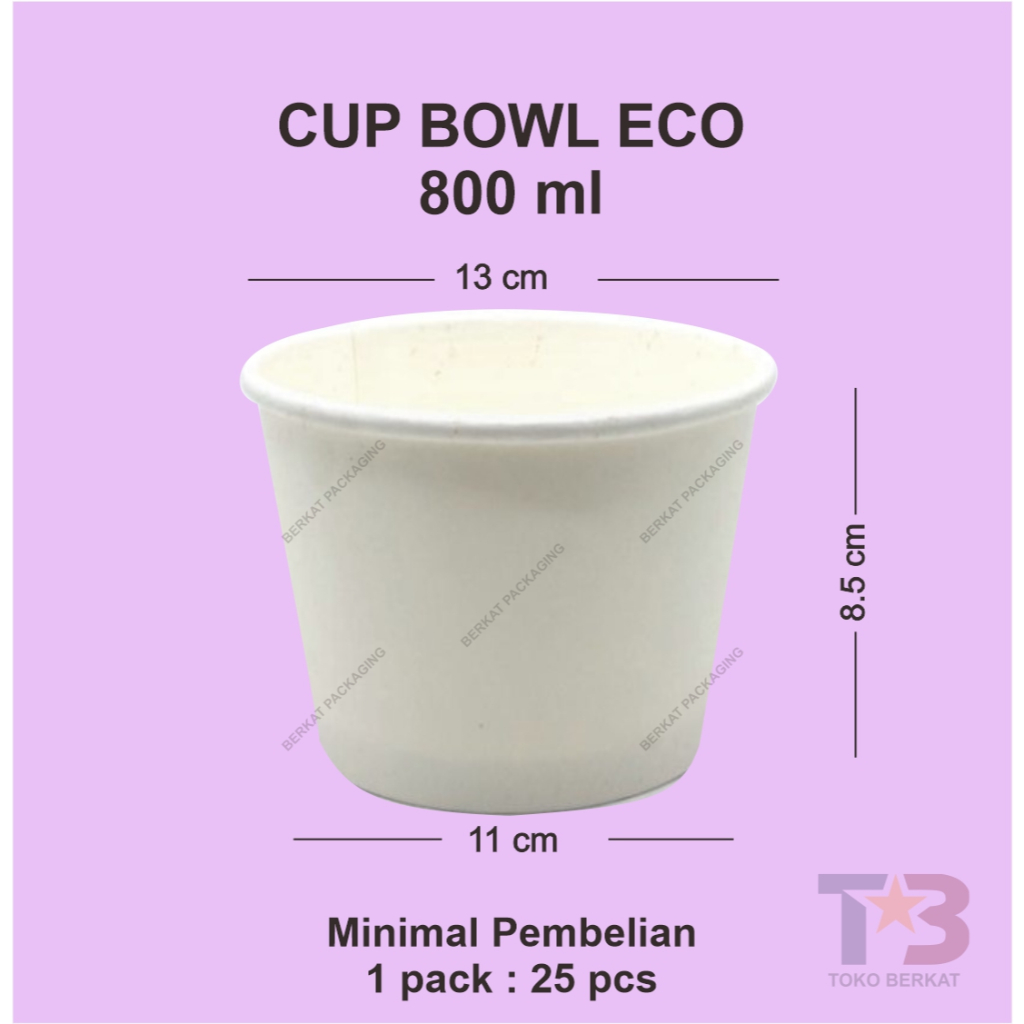 Jual Cup Bowl 800ml 27oz ECO TANPA TUTUP/ Paper Bowl 800ml 27oz ...