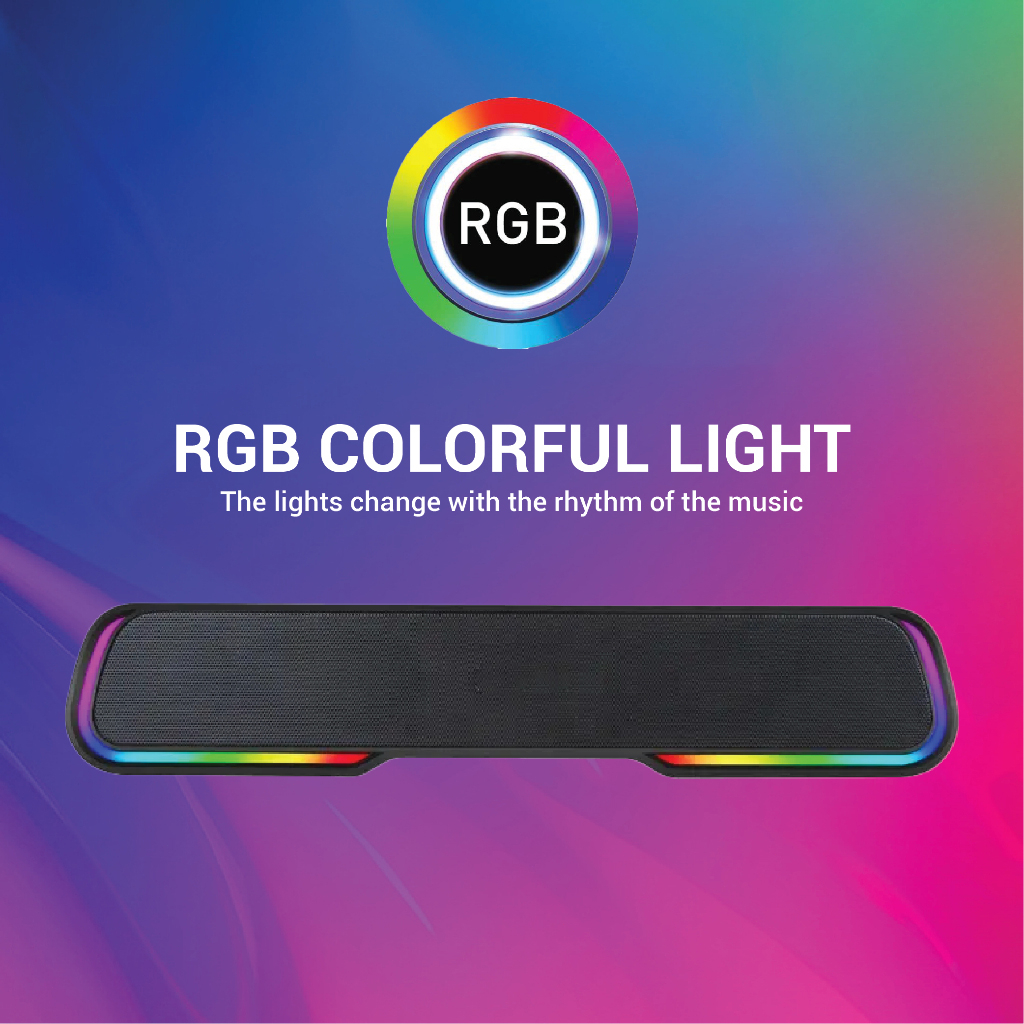 Jual Multimedia 5.0 Speaker Bluetooth Soundbar RGB LED Light Computer