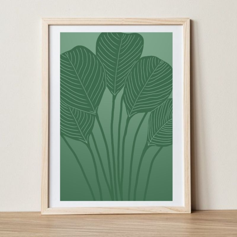 Jual Lukisan dinding aesthetic minimalist gambar daun home decor hiasan