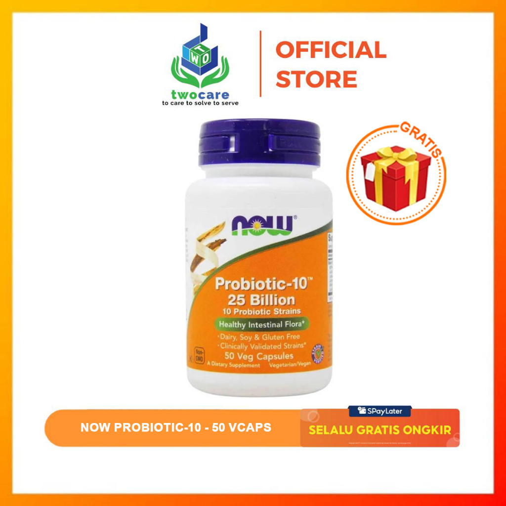 Jual Now Foods Probiotic-10 25 Billion 50 Veg Capsules Probiotik ...