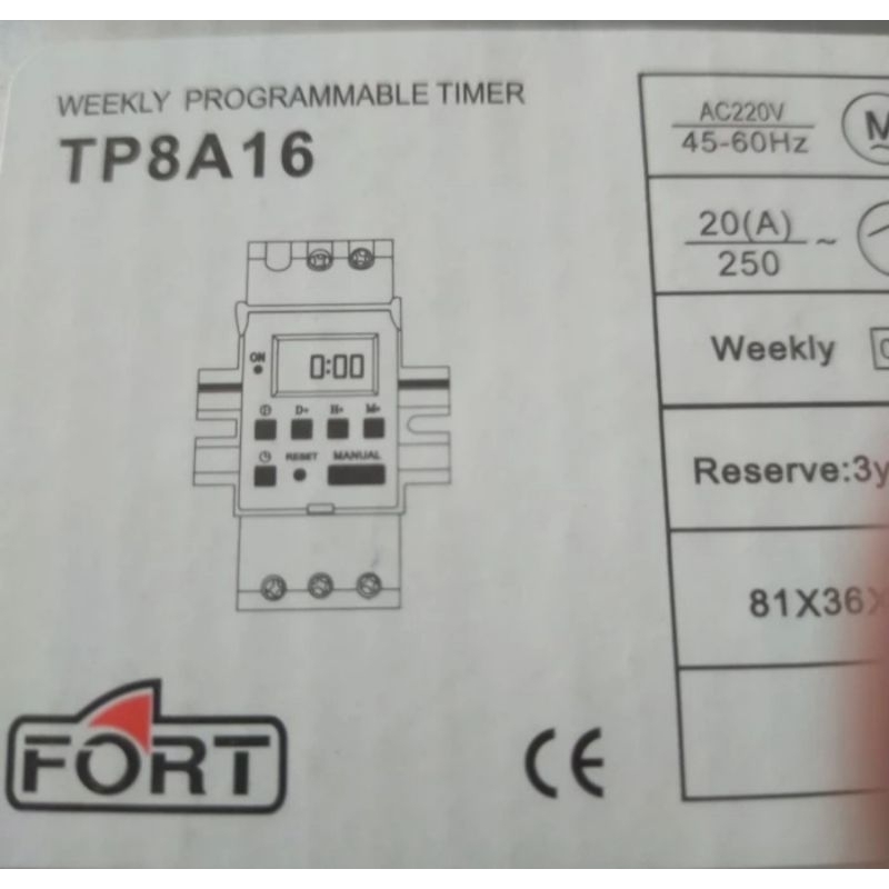 Jual Weekly Timer Digital Programmable TP8A16 FORT | Shopee Indonesia