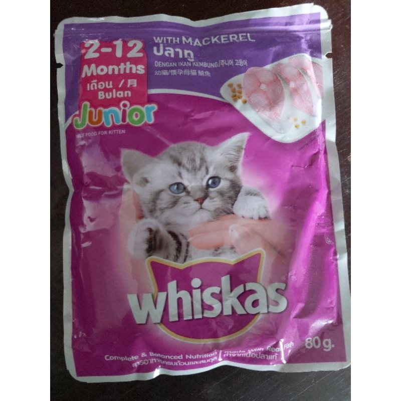 Jual WHISKAS Junior WITH MACKEREL DAN TUNA MAKANAN KUCING BASAH 80grn
