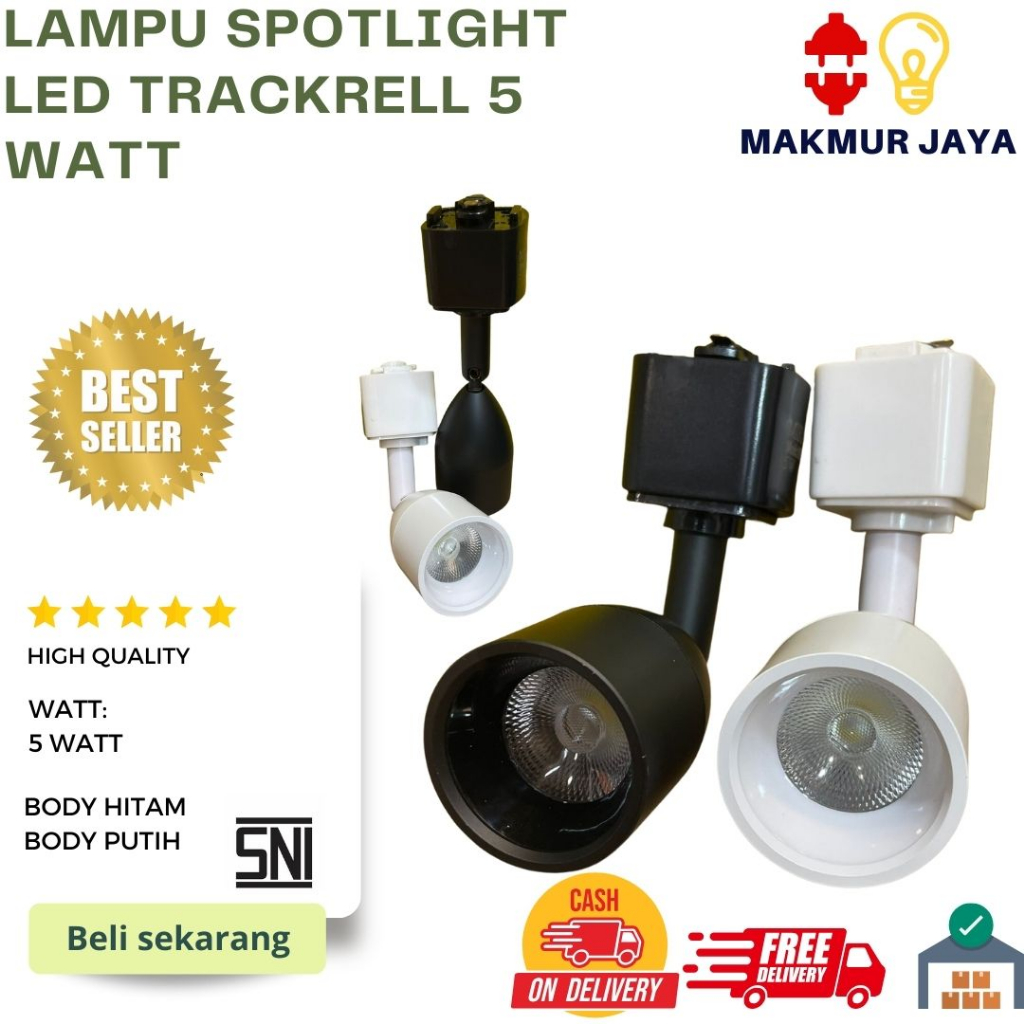 Jual LAMPU SPOTLIGHT TRACKRELL 5WATT/Lampu Sorot Rel LED Lampu Rel ...