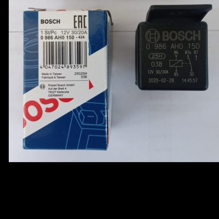 Jual RELAY BOSCH KAKI 5 87A PEMUTUS ARUS 12V 30/20A AH0 150 RELAY