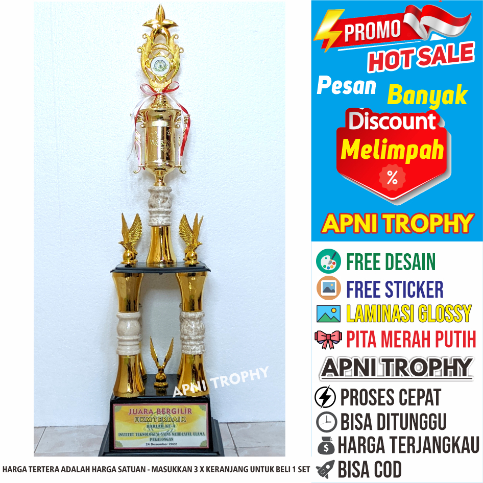 Jual Piala Kaki 4 Trophy Bergilir Juara Umum 1 2 3 Free Desain Stiker