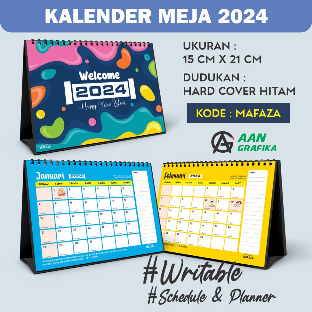 Jual KALENDER MEJA 2024 | Kalender Duduk 2024 Spiral | Schedule ...