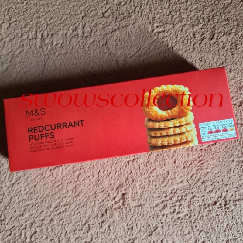 Jual M&S MARK MARKS & AND SPENCER REDCURRANT PUFFS PUFF BISCUIT BISKUIT COOKIES PASTRY KUE