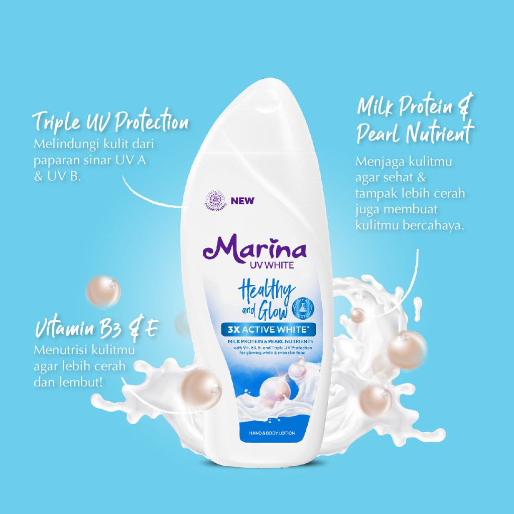Jual Marina Hand Body Lotion UV White Healthy & Glow Shopee Indonesia