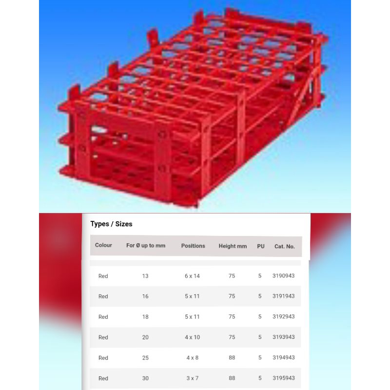Jual Rack Test Tube Plastik Vitlab dia 25 mm 30 mm Shopee Indonesia