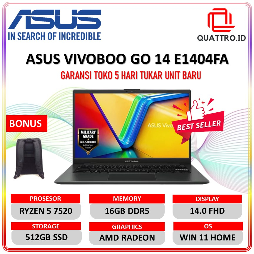 Jual Asus Vivobook Go 14 E1404fa Ryzen 5 7520 16gb 512ssd Win11office2021 140fhd Shopee 4741