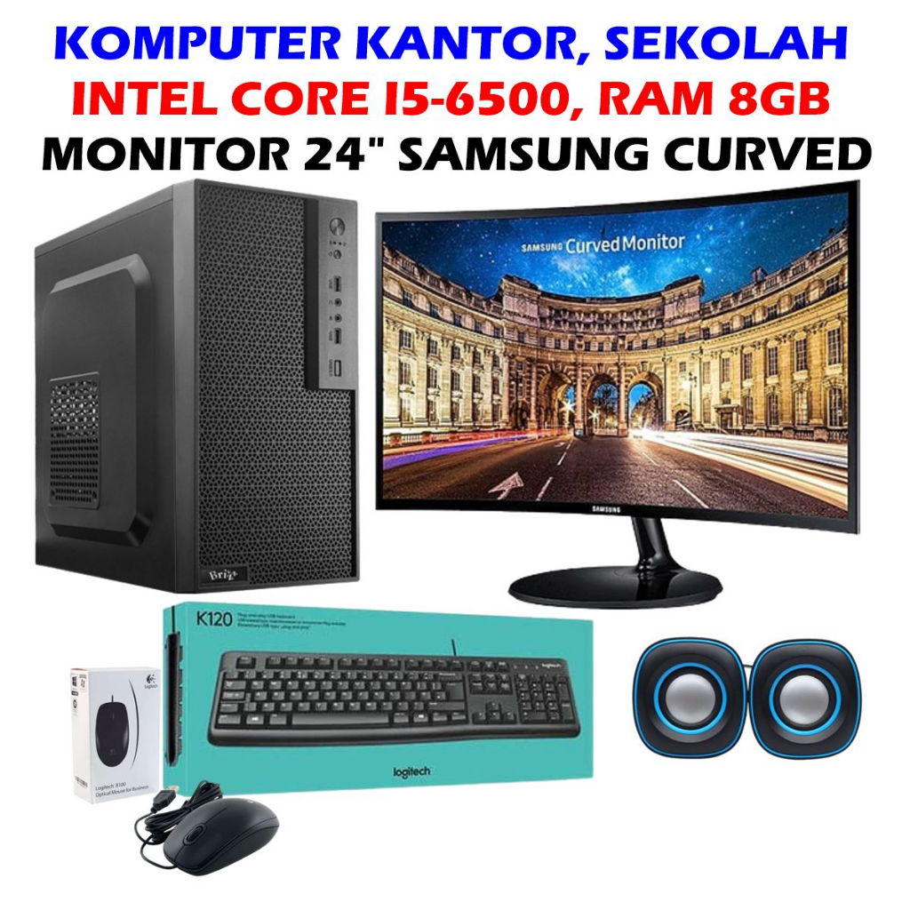 PAKET KOMPUTER KANTOR CORE I5-6500 GEN 6 + LED LG WIDE KEYBOARD MOUSE LOGITECH-image