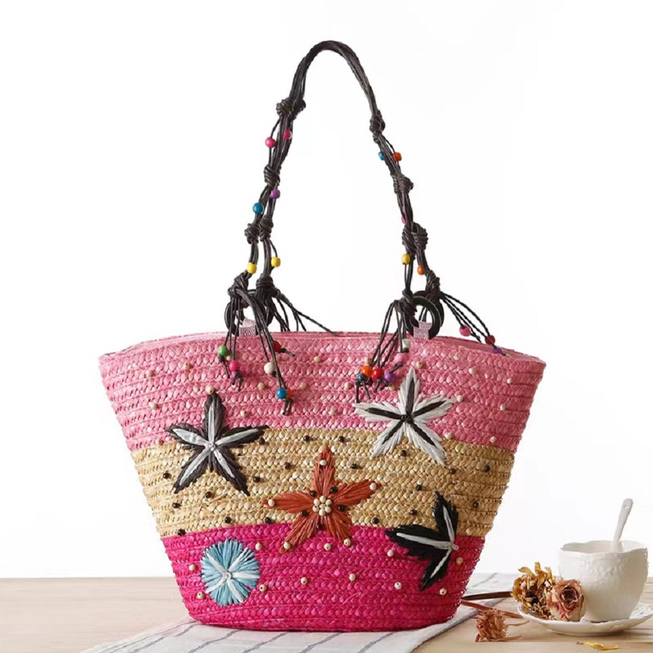 Jual Tas tangan pantai/tas bordir tangan Bohemian/tas bintang laut/tas