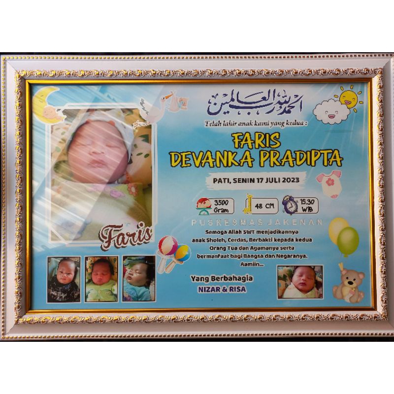 Jual Biodata Baby 15R | Papan Nama Bayi | Biodata Kelahiran | Pigura ...