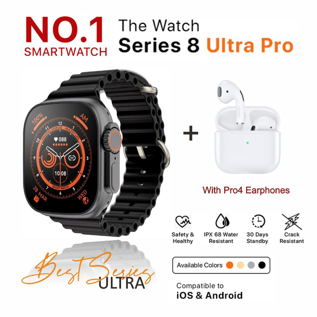 Jual SMARTWATCH ULTRA WATCH 8 GRATIS EARPHONE | Shopee Indonesia