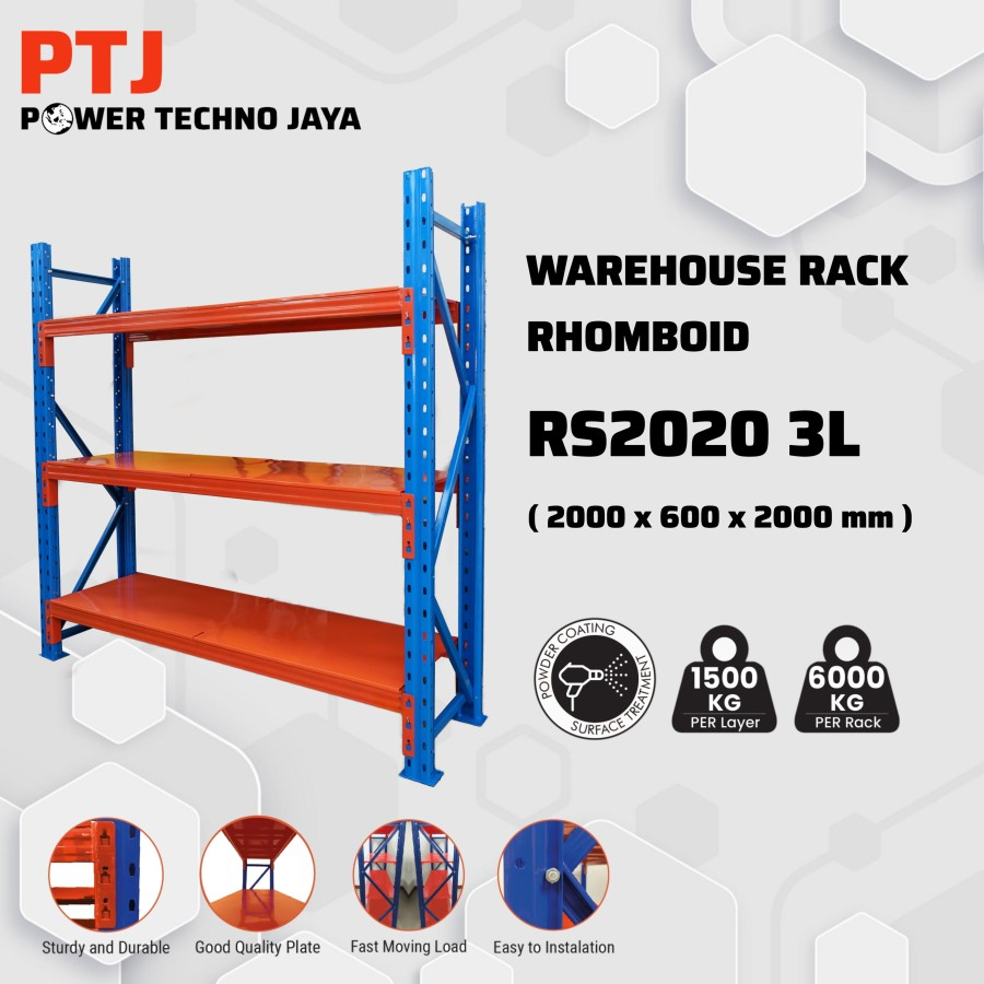Jual RS2020 Rak Gudang KITARACK Warehouse Rack Heavy Duty 3 Layer Kap ...