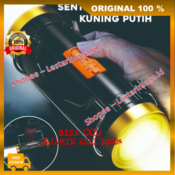 Jual Senter 2 Arah Sorot Kuning Putih Super Terang ORIGINAL | Shopee ...