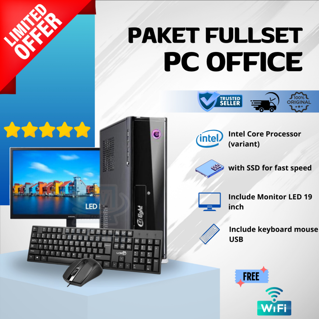Jual PC Rakitan Fullset Office Slim - Core i5 8GB SSD 240GB + Monitor ...