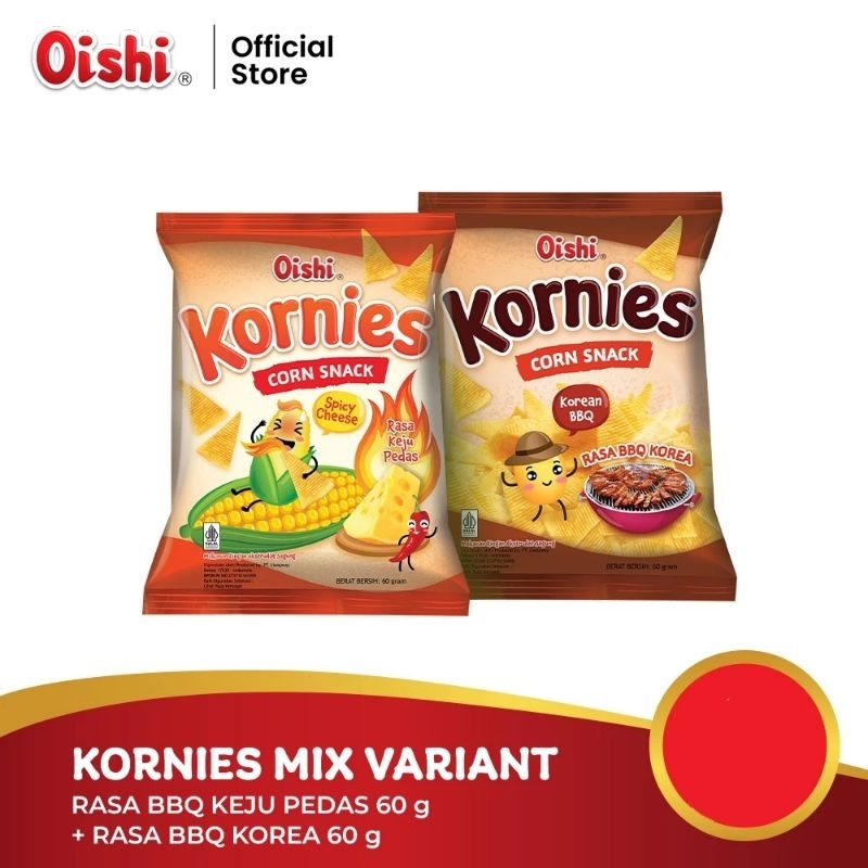 Jual Oishi KORNIES BBQ keju pedas / BBQ korea 60 gram | Shopee Indonesia