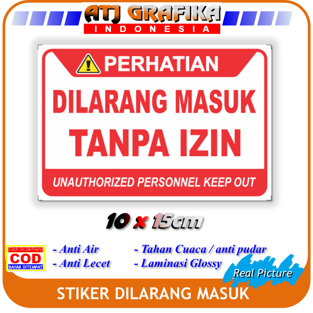 Jual stiker label dilarang masuk tanpa izin sticker pintu kamar rumah ...