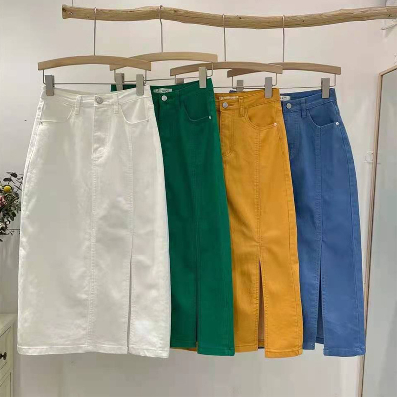 Jual 【cantikya.id】Rok Highwaist Rok Jeans Wanita rok jeans panjang ...