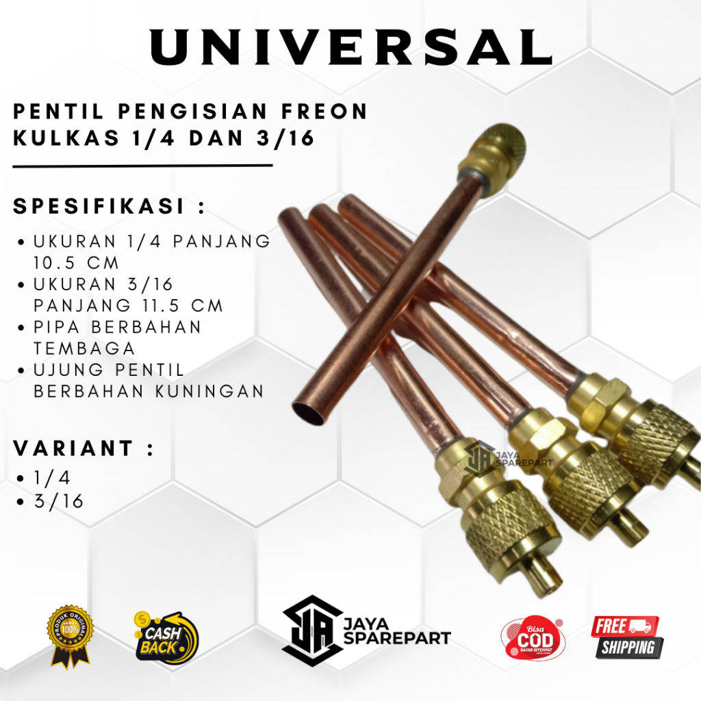 Jual PENTIL PENGISIAN FREON - KULKAS - FREEZER 1 per 4 & 3 per16 ...