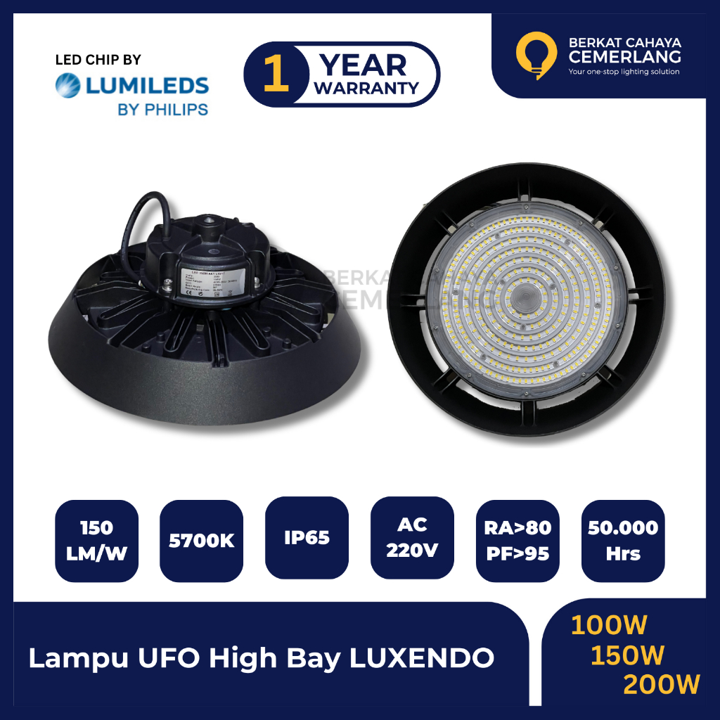 Jual Lampu High Bay Luxendo 100W 150W 200W LXHB09 Lampu HighBay LED ...