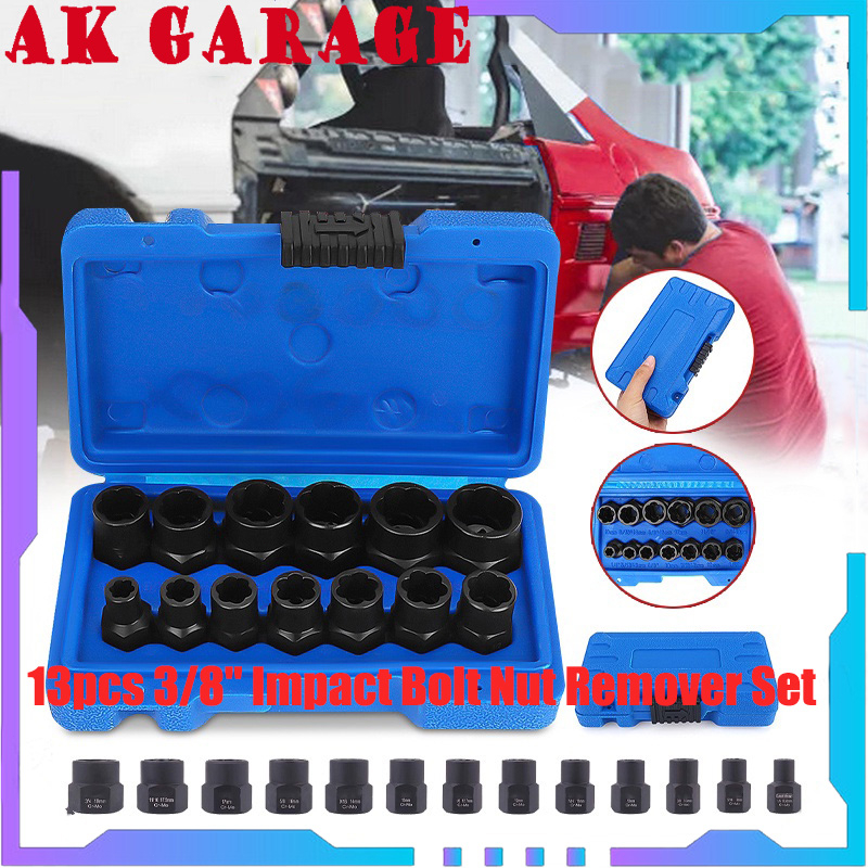 Jual 13pcs 3/8" Impact Bolt Nut Remover Set Broken / Damaged Bolt Nut