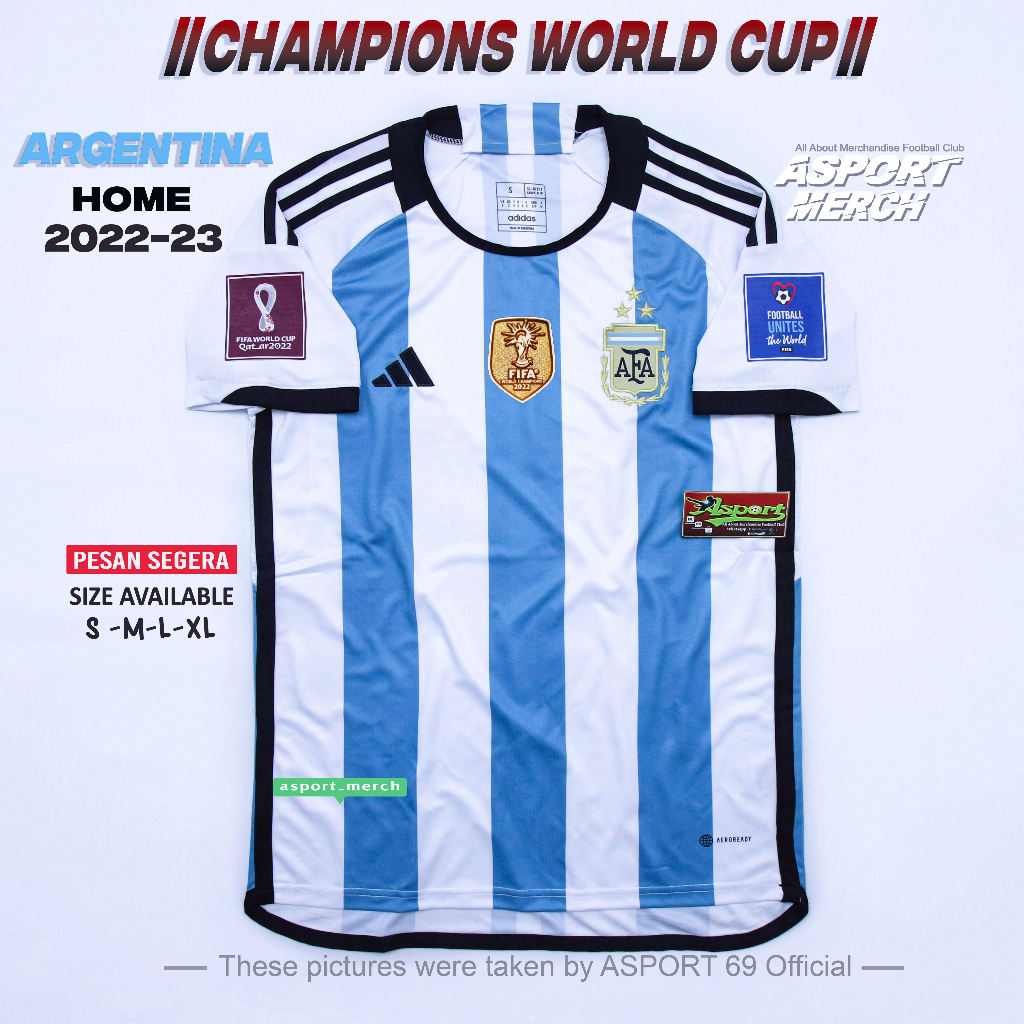 Jual JERSEY BOLA ARGENTINA BINTANG 3 HOME WORLDCUP NEW 2022 2023 SOCCER ...