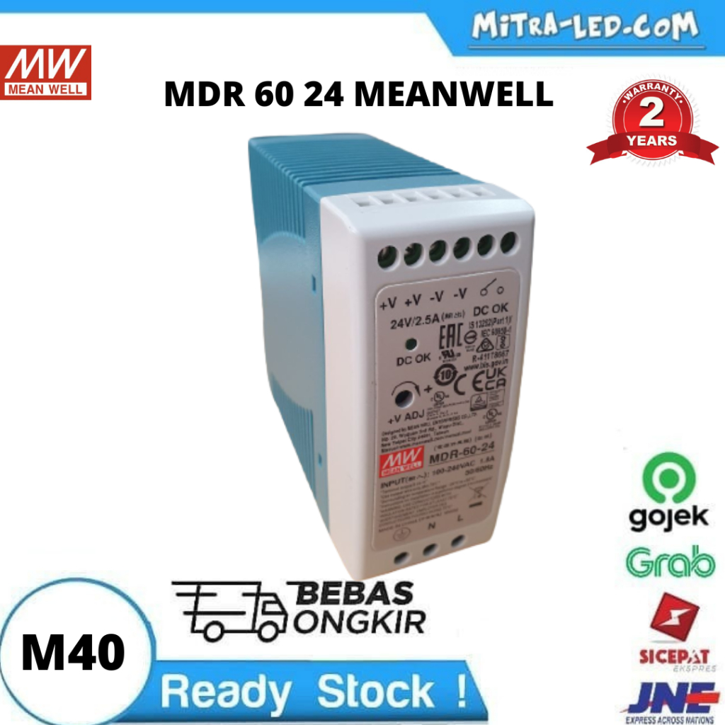 Jual POWER SUPPLY MDR 60 24 MEANWELL GARANSI 2 TAHUN ORIGINAL Shopee
