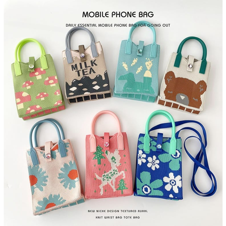 Jual Tas Rajut Hp Kecil Selempang Sling Bag Knit | Shopee Indonesia