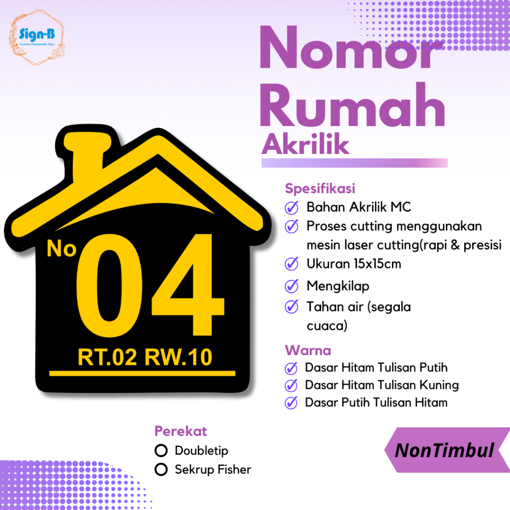 Jual Nomor Rumah Akrilik Murah Non Timbul | 15x15cm | Alamat Rumah ...