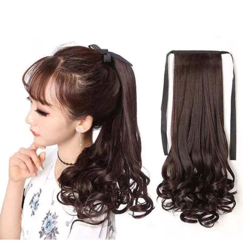 Jual {YM} Ikat Rambut Palsu Model Gelombang Panjang 35cm Rambut Palsu ...