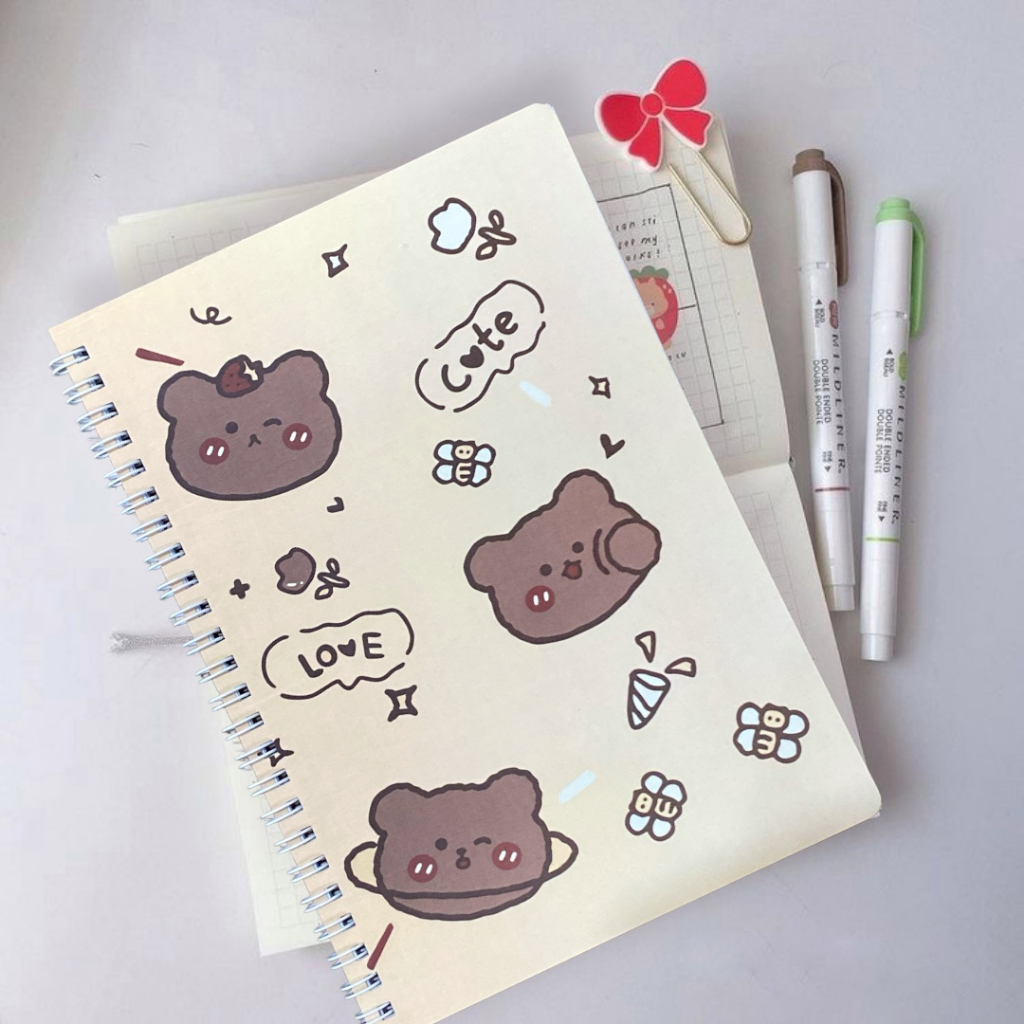 Jual NoteBook Spiral A5 aesthetic Korea Cute Bears Beruang Lucu / Buku ...